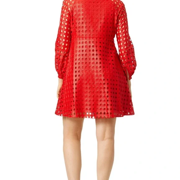 Eva Franco Red A-line Bishop Sleeve Cocktail Dress - Picture 3 of 3